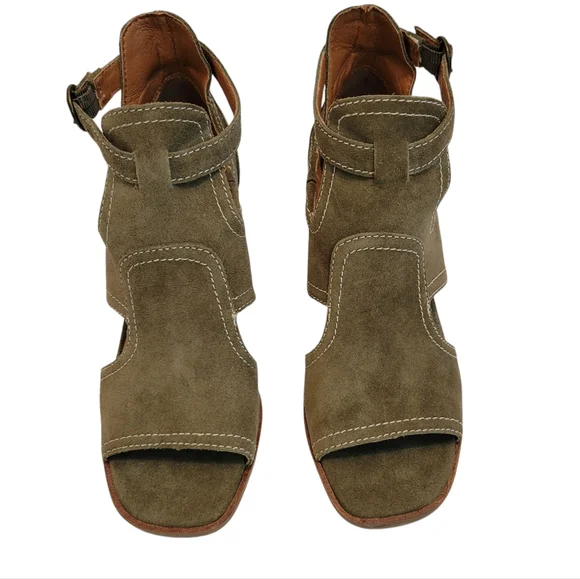 NWOT Lucky Brand Lukili Women's Sandals Wedge Ankle Strap Moss Green Size US 7 - Picture 2 of 11